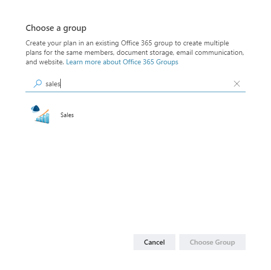 Choose a group in Microsoft Planner