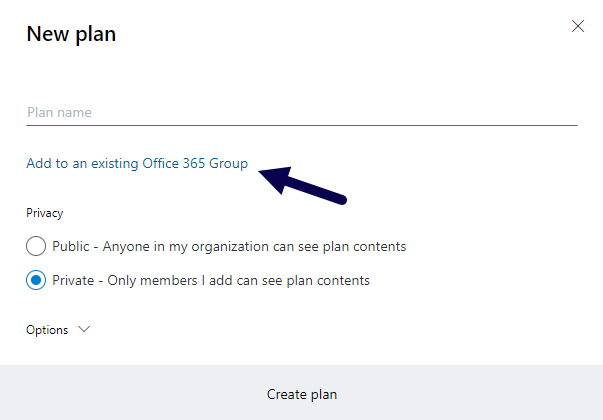 Add your Microsoft Planner to and existing Office 365 Group