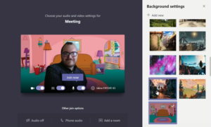 Example of Microsoft Teams custom background images.