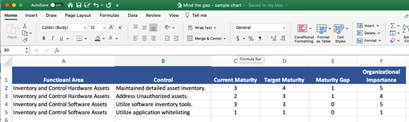 Mind the Gap Maturity Score Sample Spreadsheet